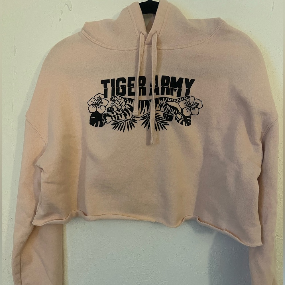 Pink Cropped Hoodie Tiger Army NWOT